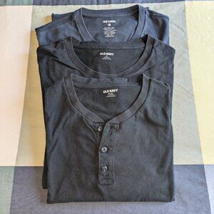 Multiple (3) Black/Navy Blue Men's T-Shirts Solid Color X-Large